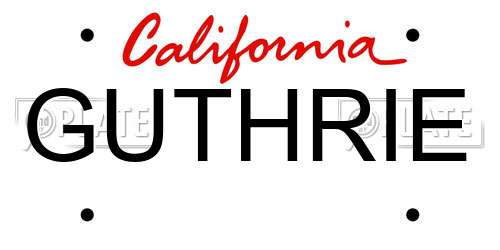 GUTHRIE California License Plate