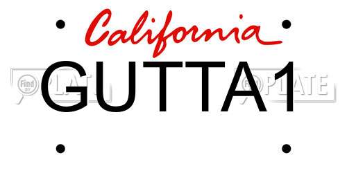 GUTTA1 California License Plate