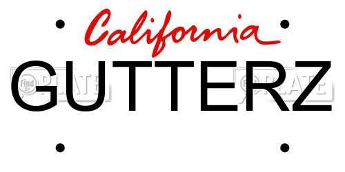 GUTTERZ California License Plate