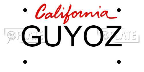 GUYOZ California License Plate