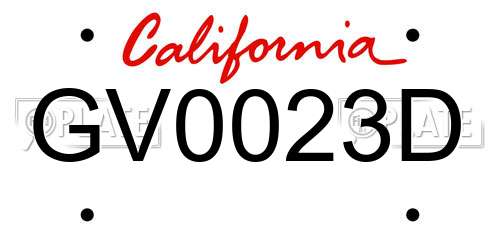 GV0023D California License Plate