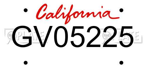 GV05225 California License Plate