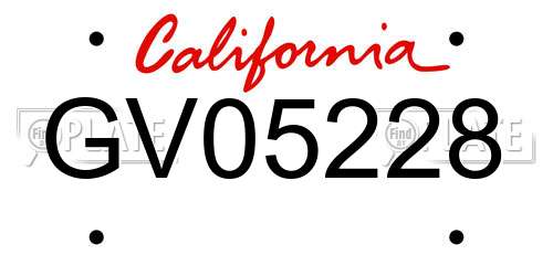 GV05228 California License Plate