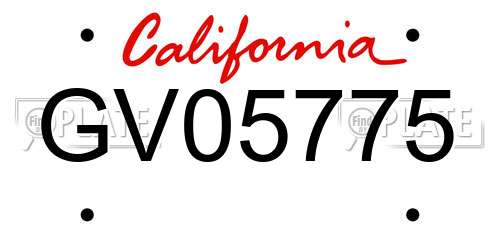 GV05775 California License Plate