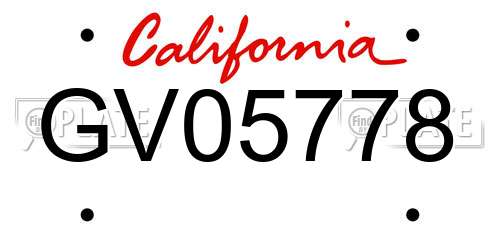 GV05778 California License Plate