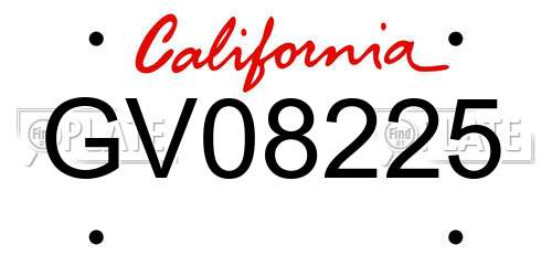 GV08225 California License Plate