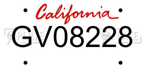 GV08228 California License Plate