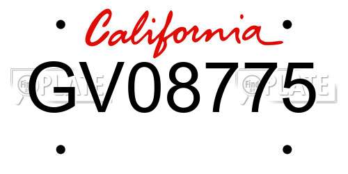 GV08775 California License Plate