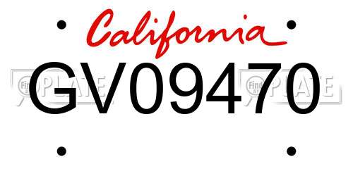 GV09470 California License Plate
