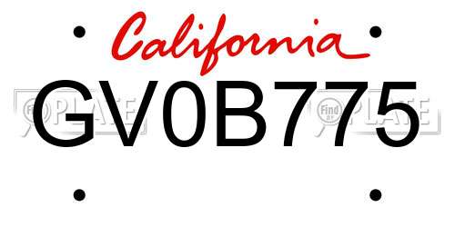 GV0B775 California License Plate