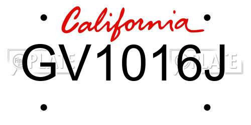 GV1016J California License Plate