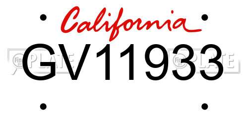GV11933 California License Plate