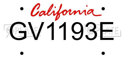 GV1193E California License Plate