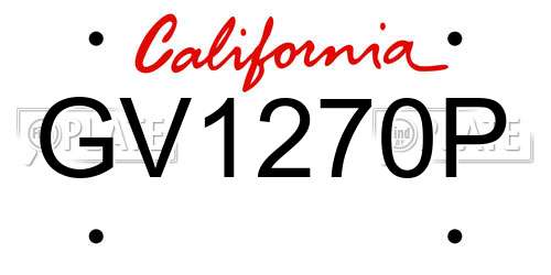 GV1270P California License Plate