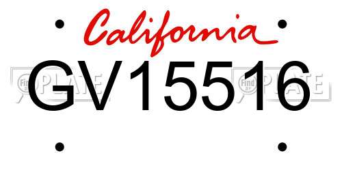 GV15516 California License Plate