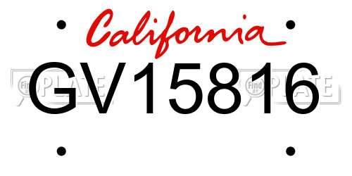 GV15816 California License Plate