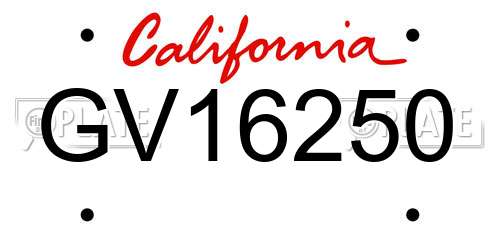GV16250 California License Plate