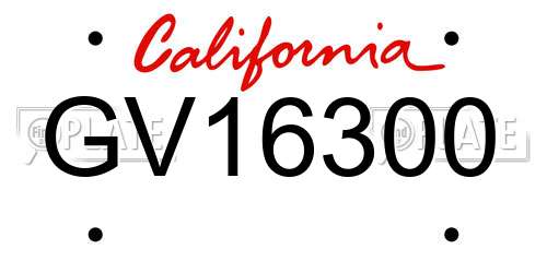 GV16300 California License Plate