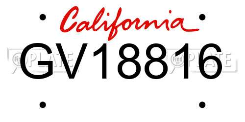 GV18816 California License Plate