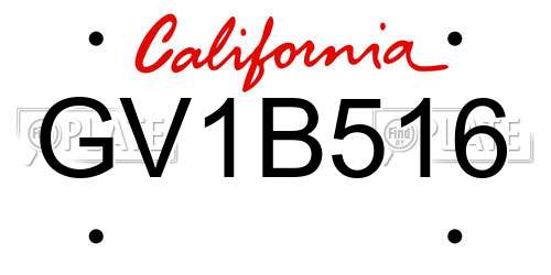 GV1B516 California License Plate