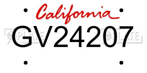 GV24207 California License Plate