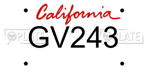 GV243 California License Plate