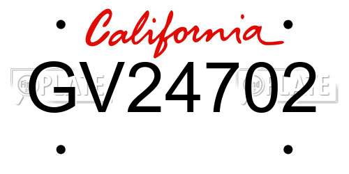 GV24702 California License Plate