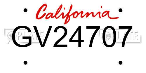 GV24707 California License Plate