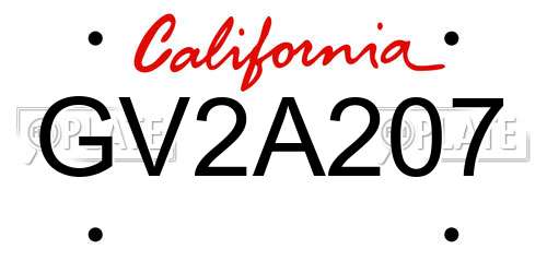 GV2A207 California License Plate
