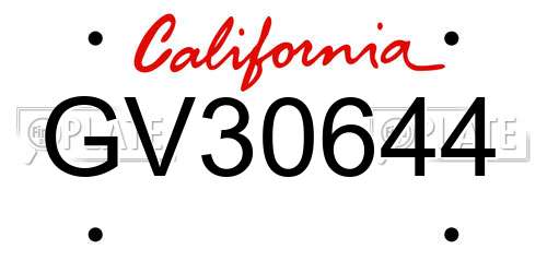 GV30644 California License Plate