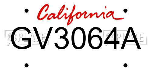 GV3064A California License Plate