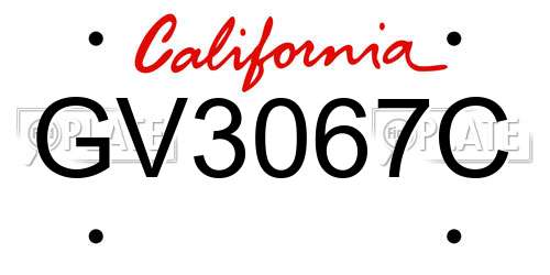 GV3067C California License Plate