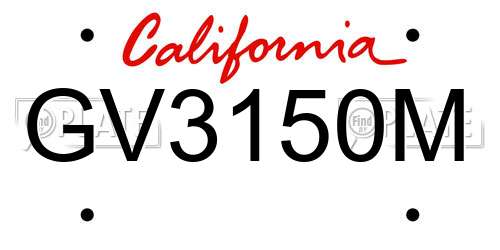GV3150M California License Plate