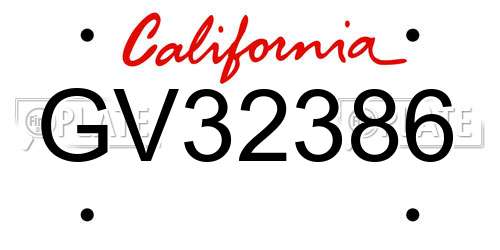 GV32386 California License Plate