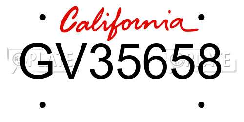 GV35658 California License Plate