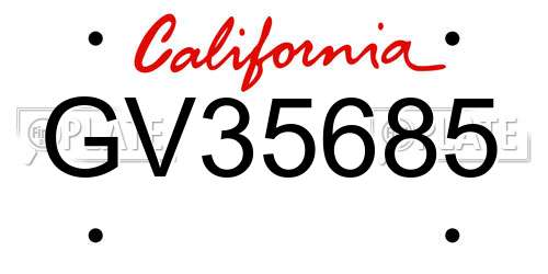 GV35685 California License Plate