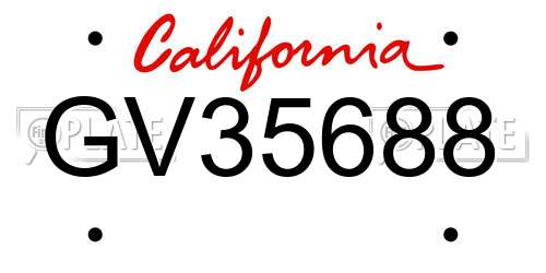 GV35688 California License Plate