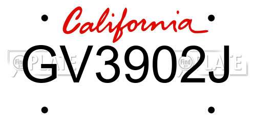 GV3902J California License Plate