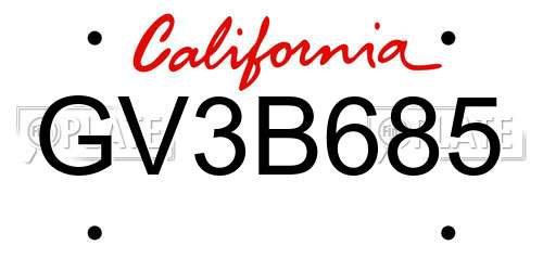 GV3B685 California License Plate