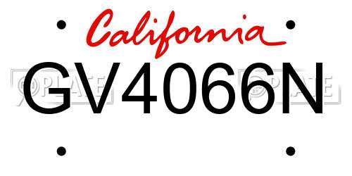 GV4066N California License Plate