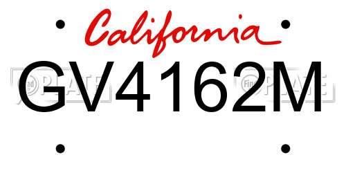 GV4162M California License Plate