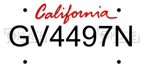 GV4497N California License Plate