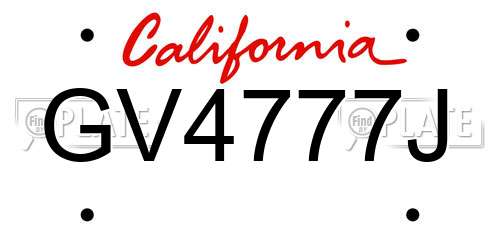 GV4777J California License Plate