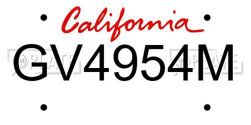 GV4954M California License Plate