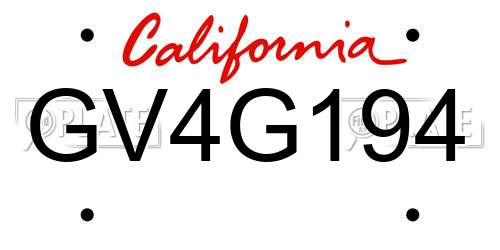 GV4G194 California License Plate