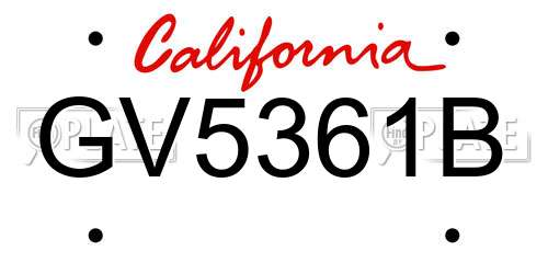GV5361B California License Plate