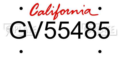 GV55485 California License Plate