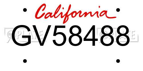 GV58488 California License Plate
