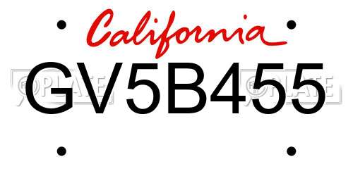 GV5B455 California License Plate