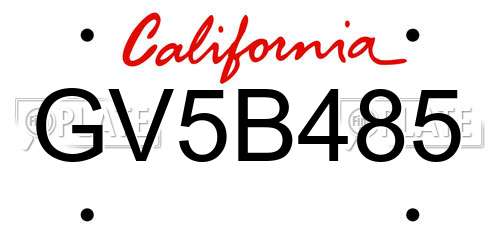 GV5B485 California License Plate